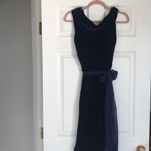 BCBG MaxAzria Blue Velvet Cowl Back Dress